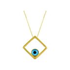 Bilezikhane Göz Boncuklu Kare Kolye 2.15 Gram 14 Ayar Altın