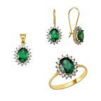 Bilezikhane Yeşil Taşlı Üçlü Set 6.00 Gram 14 Ayar Altın