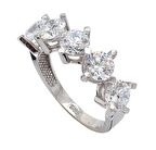 Bilezikhane Yüzük Beş Taş Beyaz 3,90 Gram 14 Ayar Altın