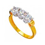 Bilezikhane Buket Figürlü Tria 14 Ayar Altın Yüzük