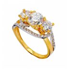 Bilezikhane Suyolu Tria 14 Ayar Altın Yüzük