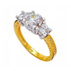 Bilezikhane Montürü Taşlı Tria 14 Ayar Altın Yüzük