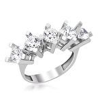 Bilezikhane Beştaşlı 14 Ayar Beyaz Altın Yüzük 5.50 Gram