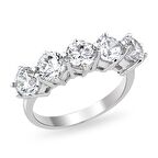 Bilezikhane Beştaşlı Alyans 14 Ayar Beyaz Altın Yüzük 4.05 Gram