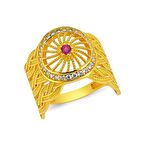 Bilezikhane Pembe Taşlı 14 Ayar Altın Yüzük 4.65 Gram