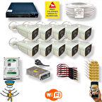 10 Kamerali Set - Hareket Algilayan Gece Görüşlü 24 Smd Led 5mp Sony Lensli 1080p Full Hd Metal Kasa Güvenlik Kamerasi Seti 6224
