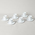 Linens Davies Porselen 6'lı 90 ml Kahve Fincan Seti Beyaz-Gold