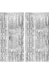 Işıltılı Püsküllü Arka Fon - Kapı Duvar Perdesi Metalik Gümüş