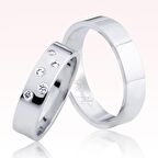 Sarı Beyaz Taşlı Altın Alyans 1502-3