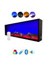 Dekoratif Elektrikli Yapay Şömine Farklı Renk Modları, Kumandalı, Bluetooth 150X30 Cm