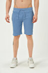 Erkek Crinkle Kumaş Regular Fit Şort Mavi