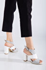 Cassie Topuklu Beyaz Cilt-Süet Ayakkabı 