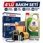 BOSCH Chevrolet Captiva 2.0 Dizel Castrol Edge 5W-30 6 Lt Motor Yağı Filtre Seti (2011-2018) 4 Lü