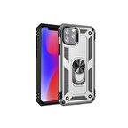 Smcase iPhone 11 Pro Max Kılıf Vega Yüzüklü Standlı Kapak  Tam Kapatan Cam