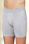 Erkek Gri 6'lı Likralı Yazılı Torbalı Boxer Me031
