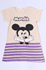 KIZ ÇOCUK ELBİSE KARAKTER BASKILI ÇİZGİLİ A25