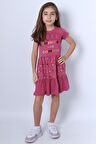 KIZ ÇOCUK ELBİSE FIRFIRLI PUANTİYELİ BASKILI A28