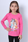 KIZ ÇOCUK UZUN KOL TSHİRT BLUEY İLE BİNGO BASKILI BİSİKLET YAKA D46