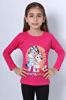 KIZ ÇOCUK UZUN KOL TSHİRT BLUEY İLE BİNGO BASKILI BİSİKLET YAKA D46