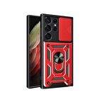 Gpack Samsung Galaxy S23 Ultra Kılıf Sert Silikon Tank Aramid Sürgülü Vega Yüzüklü