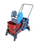 Omnisoft UCTM-CK750 Plastik Taşıyıcı Plastik Pres Çift Kovalı Temizlik Arabası