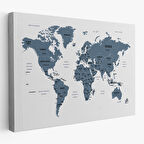 Harita Sepeti Dünya Haritası Dekoratif Kanvas Tablo Ülke ve Başkentli 1515