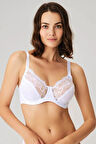 Kadın Balenli Desteksiz Beyaz Dolgusuz Toparlayıcı Dantelli Küçültücü Sütyen 