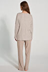 Kadın Uzun Kollu Düğme Detaylı Pijama Takımı