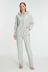 Kadın Açık Yeşil Uzun Kollu Kapüşonlu Pijama Takımı
