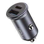 araç çakmak Usb + Type-C dönüştürücü Şarj aleti soketi ( 20w Hızlı şarj desteği - Oto Şarj Kesme )