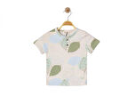 YAPRAK DESENLİ DÜĞMELİ ERKEK T-SHIRT