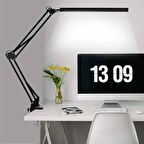 Masa Lambası LED Gün Işığı Beyaz Ve Sarı Kelepçe Tabanlı Döner Kol Ofis Masa Çalışma Işığı