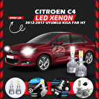 Citroen C4 2012-2017 Kısa Far Uyumlu Şimşek Etkili Led Xenon Performance Series H7