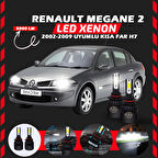Renault Megane 2 2002-2009 Kısa Far Uyumlu Şimşek Etkili Led Xenon Light Series H7