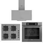 Ferre Gri Set (D088 Gri Davlumbaz -SS208 Gri Ocak- XE61CPR Gri Fırın)