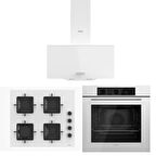 Ferre Beyaz Set ( D087 Beyaz Davlumbaz -SS206 Beyaz Ocak- QBL62CB Beyaz Fırın)