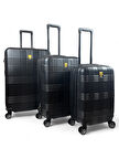 RACCON KIRILMAZ ABS ÜÇLÜ VALİZ SETİ SİYAH(Büyük-Orta-Kabin)