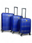 RACCON KIRILMAZ ABS ÜÇLÜ VALİZ SETİ MAVİ (Büyük-Orta-Kabin)