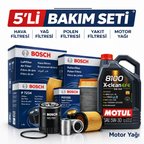 Bosch BMW 5.20 Dizel Motul X-Clean 5W-30 Motor Yağı Filtre Seti (2005-2008) 5 Li