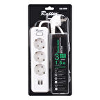 Rutter FRA-104U 3'lü Beyaz Akım Korumalı Priz Beyaz