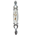 Miray 96 mm Metal KROM Kasa Beyaz  YAPRAK Desenli  / 5 ADET