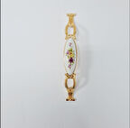 ZÜMRE 128 mm Metal GOLD  Kasa Beyaz  SARI ÇİÇEK Desenli  / 5 ADET