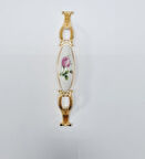 ZÜMRE 96 mm Metal GOLD  Kasa Beyaz  GÜL Desenli  / 5 ADET