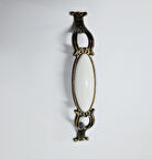 ZÜMRE 96 mm Metal siyah Kasa Beyaz  porselen  / 5 ADET