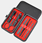 Profesyonel 7 Parça Çok Fonksiyonlu Manikür ve Pedikür Tırnak Seti Siyah Çantalı