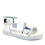 Artico Elenis Hakiki Deri Beyaz Gümüş Kız Bebek Sandalet