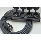 Bemis 4 lü Kauçuklu Priz 3x2.5mm Uzatma 15 Mt.