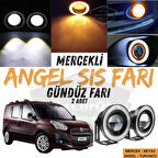 Fiat Doblo D3 2010-2015 Uyumlu Üniversal Mercekli Angel Sis Farı Metal Su Geçirmez 76 mm Turuncu Halkalı Gündüz Farı Angel Eyes 2 Adet