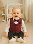 Erkek Bebek Kravat-papyonlu Mevlüt Takımı / Mevlütlük Takım / Bordo-siyah