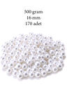 500 gram 16mm Beyaz Renk Plastik İnci Boncuk Çanta ve Takı Yapım Boncuğu (~170 adet)